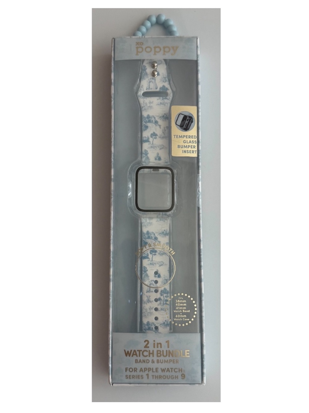 XO nwt Poppy Light Blue 2-in-1 Apple Watch Band & Tempered Glass Bumper